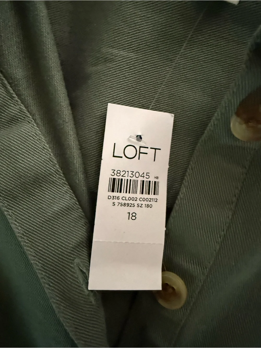 LOFT NWT❗️Collar Sage Green Button-Front Shirt Dress - Picture 5 of 8